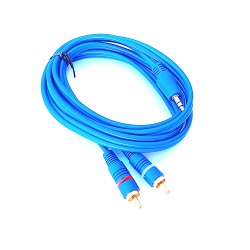 Kabel 2xRCA-Jack 3.5mm.1.5m niebieski