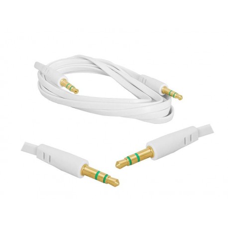 KABEL AUX JACK 3,5mm-JACK 3,5mm 1m PŁASKI BIAŁY LX8504