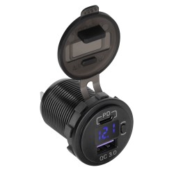 Ładowarka samochodowa USB Quick Charge 48W z woltomierzem